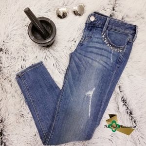 Express distressed ankle jeans